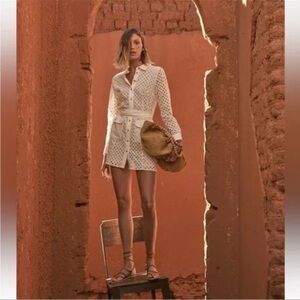 Zara OPENWORK EMBROIDERED DRESS NWT